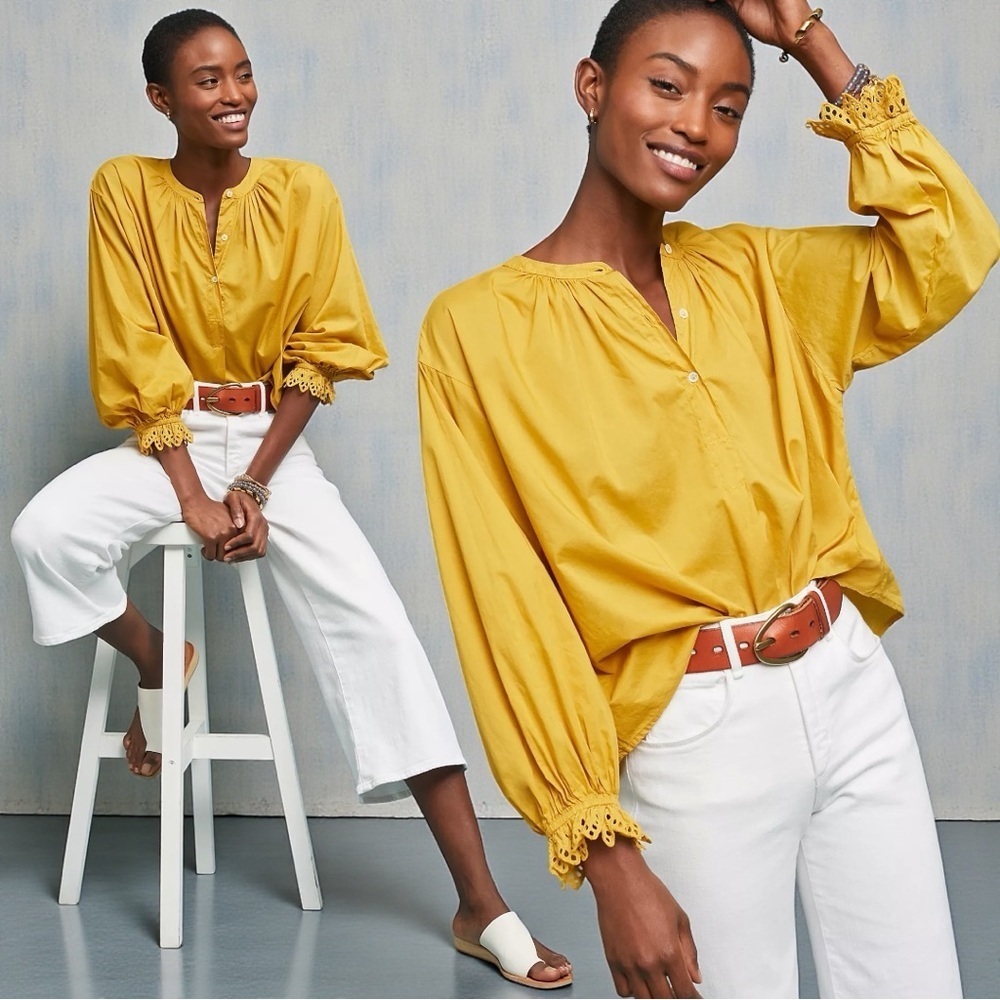 Velvet By Graham & Spencer Anthropologie Women’s Jacoba Henley Blouse Size M